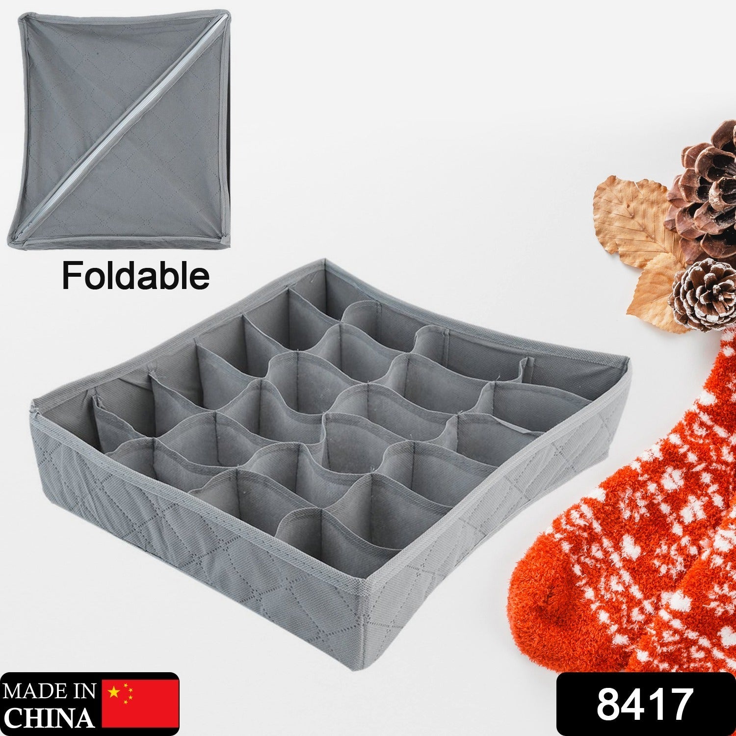 8417 Folding 24 Compartment Removable Tie Necktie Sock,Handkerchiefs, Ties, Belts and Underwear Storage Boxes, Easy Assemble Lightweight Folding for Home Daily Use (1 Pc) 8417 Folding 24 Compartment Removable Tie Necktie Sock,Handkerchiefs, Ties, Belts and Underwear Storage Boxes, Easy Assemble Lightweight Folding for Home Daily Use (1 Pc)